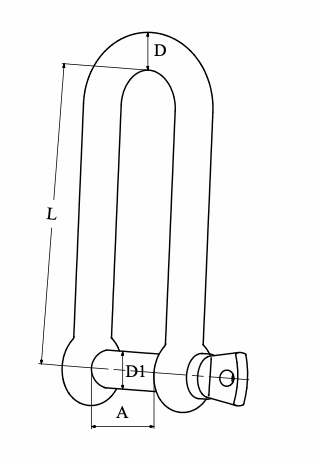 LONG D SHACKLE 316 stainless SCREW PIN FORGED