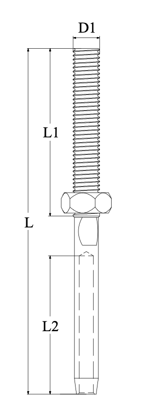 Wire rope Swage terminal with threaded stud