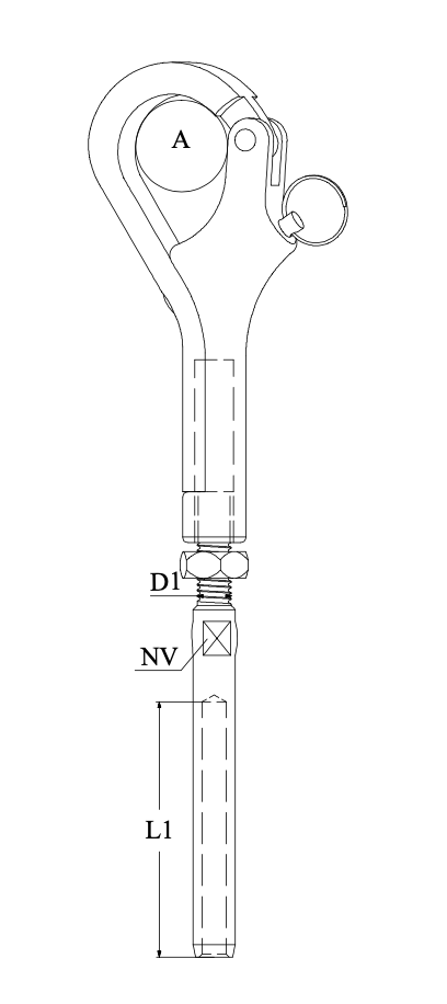 PELICAN HOOK AND SWAGE STUD TERMINAL WITH NUT