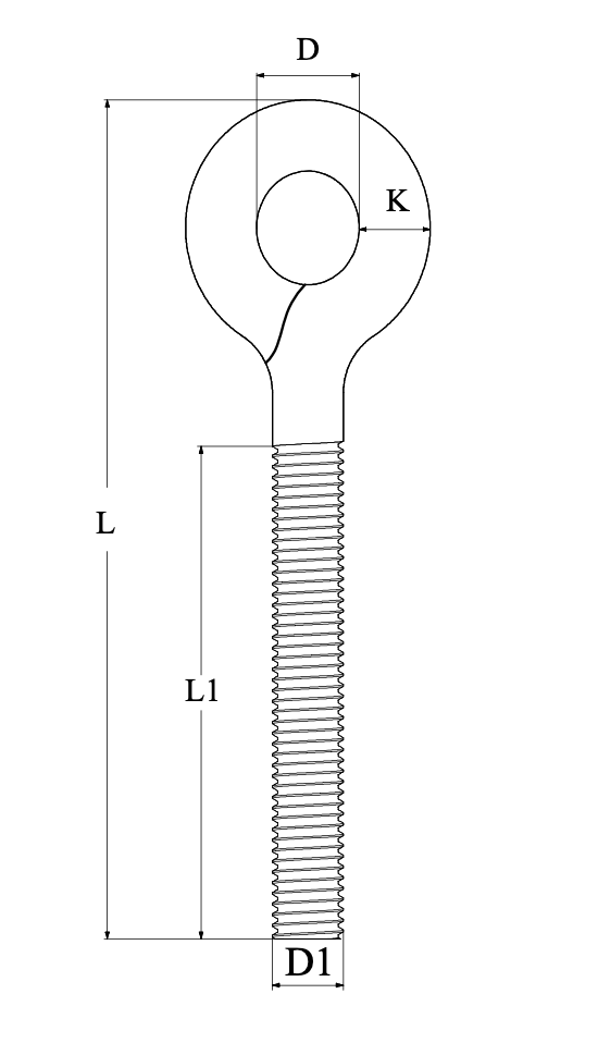 EYE SCREW FOR TURNBUCKLE  - LEFT THREAD