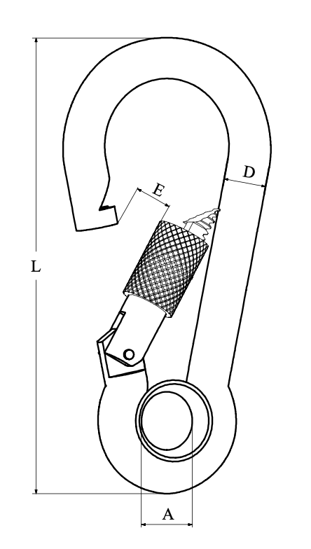 Carabiner Spring Hook with Eyelet and Safety Nut