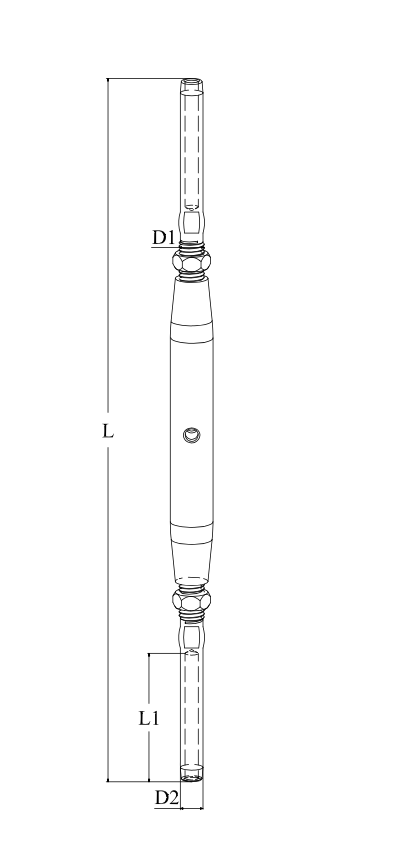 RIGGING SCREW SWAGE STUD AND SWAGE STUD EUROPEAN TYPE, WITH GROOVE ON THE LEFT SIDE, AISI316 M6/4MM